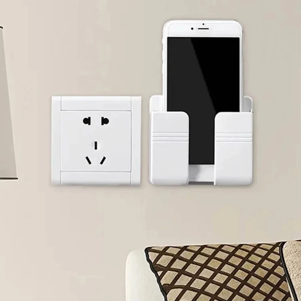 Mobile Phone Holder Wall Mount Punch-Free Standing Remote Storage Box Charging - Image 3 of 4