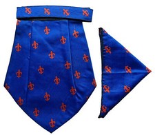 Red blue Men Silk Cravat POCKET SQUARE Scarf Ascot Tie PARTY-PRE STITCHED