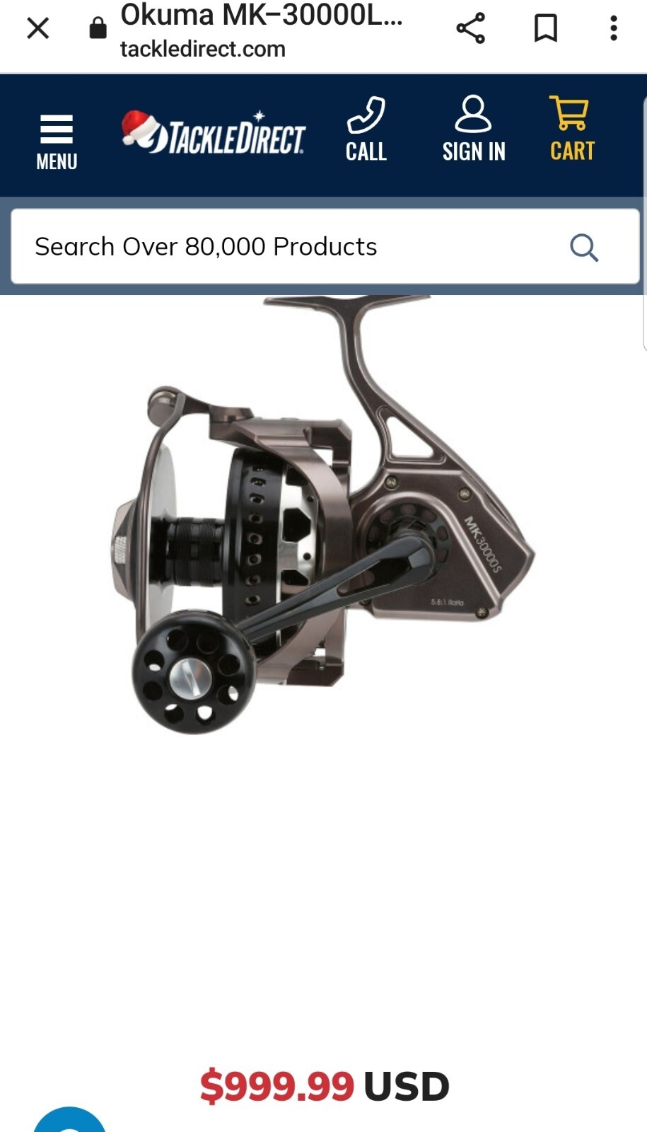 Okuma Makaira 5.8:1 High Speed Saltwater Spinning Reel, MK-30000S