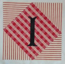 Needlepoint HP handpaint canvas Pillow Initial "I" stripes plaid red 15x15" 13m