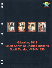 $9.50 Scott Value - 2012 GIBRALTAR Charles Dickens 200th Ann MNH NH UMM