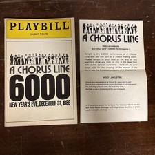 A CHORUS LINE Broadway 6000TH PERFORMANCE Playbill & Insert! New Years Eve 1989!