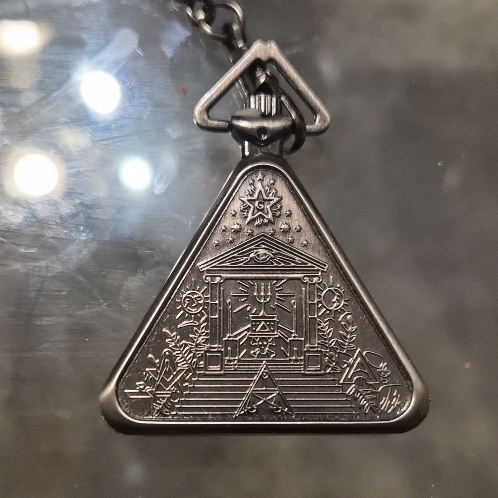 Triangular Freemasonry Quartz Silver Pocket Watch… - image 4