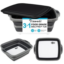 Collapsible Cutting Board with Container, Foldable 15.7"L x 12.8"W, Black