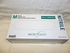 200 COUNT - ANSELL NITRILE MICRO-TOUCH BLUE POWDER FREE GLOVES MEDIUM 6034302