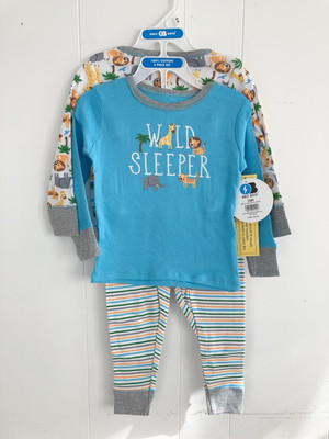 Only Boy 100% cotton wild animals print sleepwear pajamas 4 pieces set