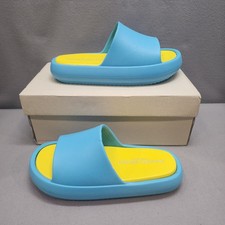 Beach Slides by J/Slides Platform Sandals Blue Yellow Women Size 9M