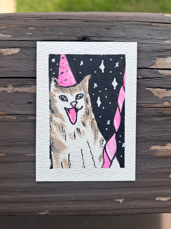 aceo original painting cat
