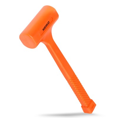 Neiko 02846A 1 LB Dead Blow Hammer, Neon Orange I Unibody Molded | Checkered