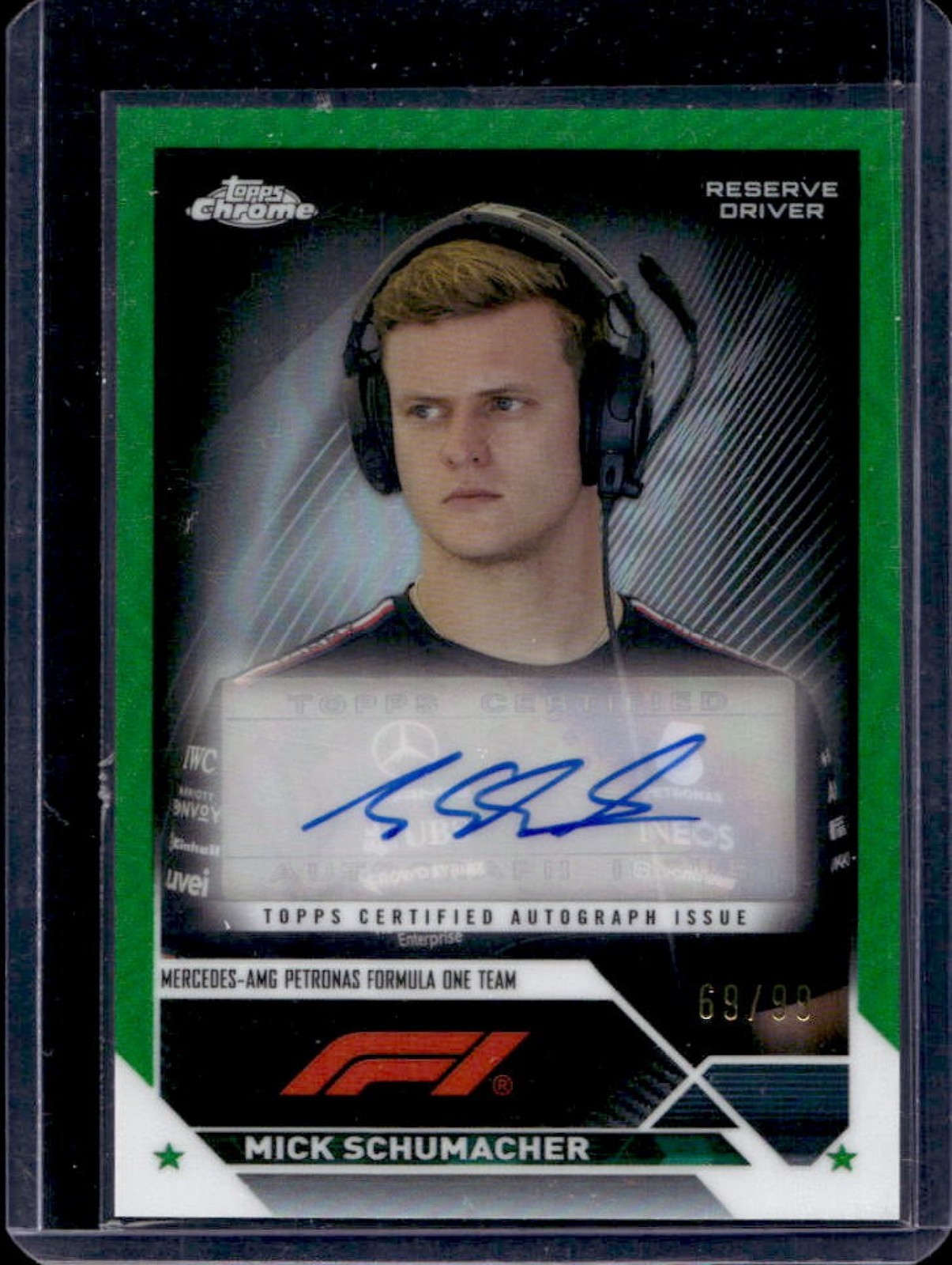 2023 Topps Chrome F1 Mick Schumacher Auto Green Refractor #/99