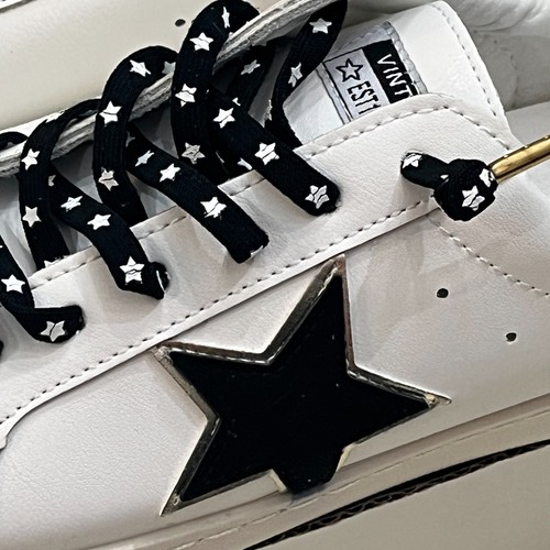 Scarpe donna vintage avana 9 bianche sneakers con lacci stella bianco e nero - Foto 2 di 6