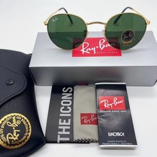 Ray-Ban RB3447 Round Gold Frame Green Lens Sunglasses