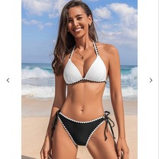 NWT Contrast Push-Up Bikini Top  Cheeky Bottoms Set Size Small