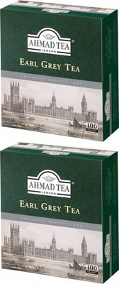 2 x Ahmad Tea EARL GREY -  Tagged 100 Tea Bags 2 x 200g / 7. 04 oz