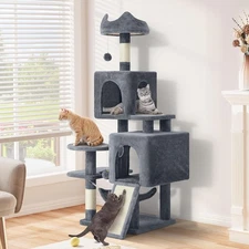 54in Tall Cat Tree Tower Condo Multi-Level with Sisal Scratching Post Cat Condos