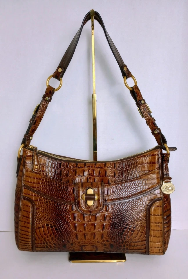 Brahmin Pecan Melbourne Crocodile Embossed Leather Hobo Shoulder Bag - Image 2 of 4