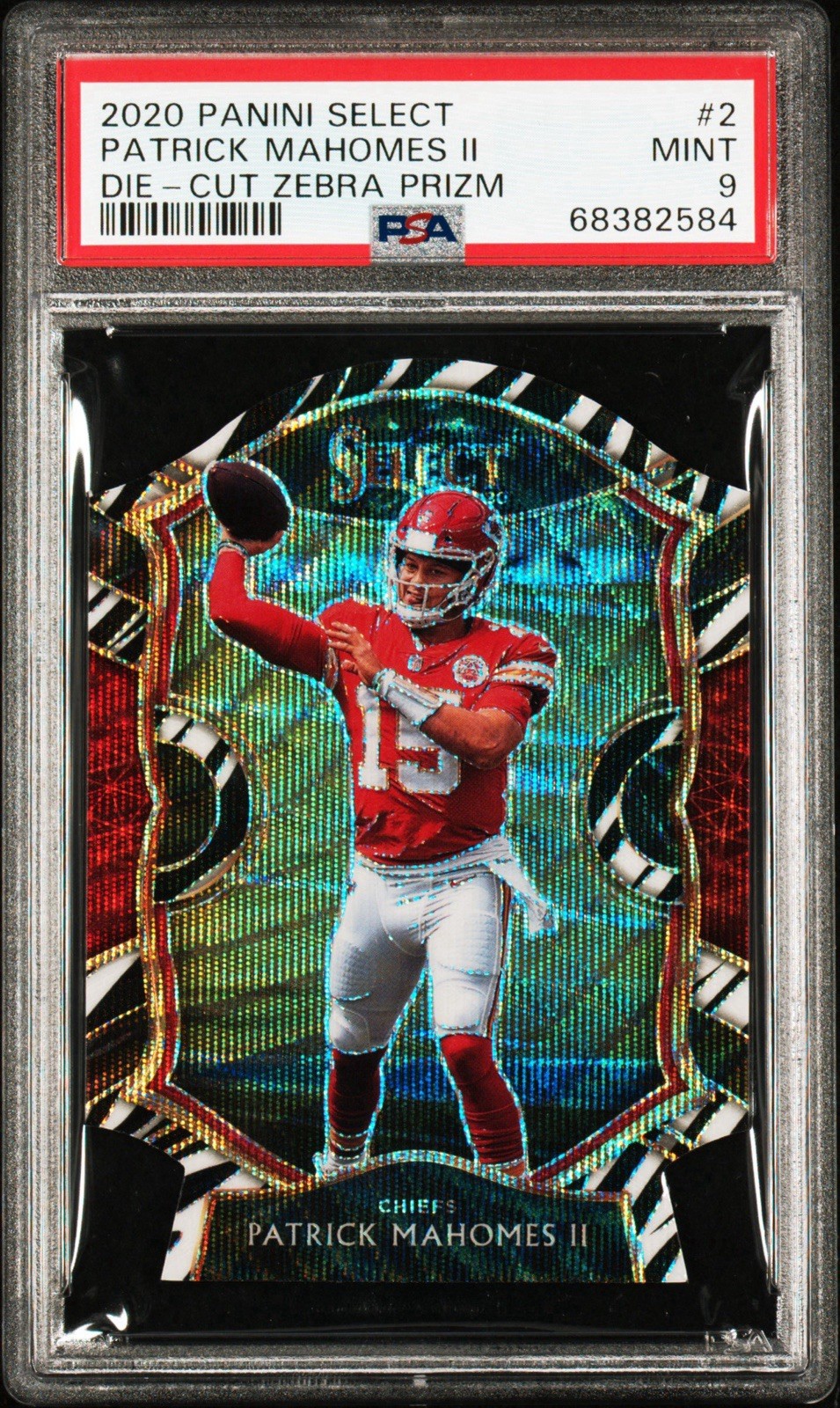 2020 Panini Select Patrick Mahomes II Die-Cut Zebra Prizm PSA 9 Chiefs SSP #2