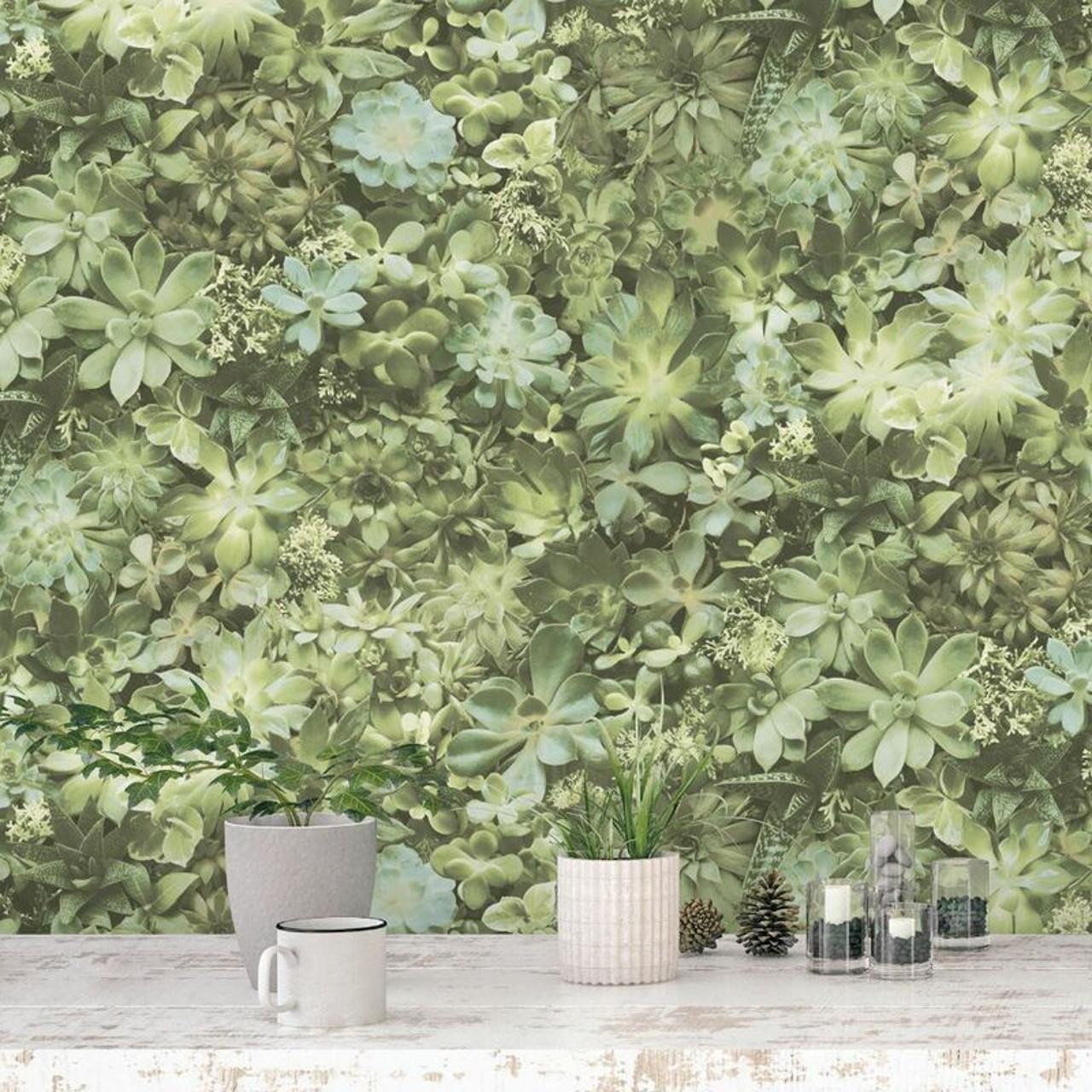 Green Leaf Wallpaper Galerie Evergreen Botanical Vinyl Paste The Wall Design