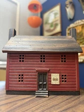 Harold Turpin Folk Art House 2 Story Red Saltbox Signed