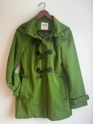 Espirit Women's Raincoat Statement Trench Coat Spring Green Y2K Size S