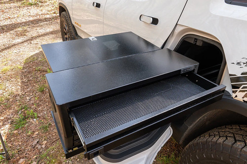 Rivian R1T TRIPLE DRAWER STORAGE CHEST" for RMAXX Gear Tunnel Trolley Sled  