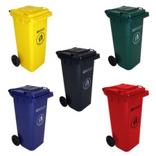 Image of Charles Bentley Outdoor Household Waste Medium Rubbish 120 Litre Wheelie Bin