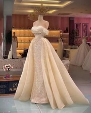 Elegant Mermaid Evening Dresses Beaded Wedding Party Luxury Long Formal Gowns