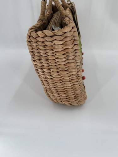 Sun 'N' Sand Beige Straw Purse Tropical Tiki Theme Zip-Top Art by Linda Dotorol - Picture 6 of 12