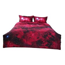 Size Galaxies Red Comforter Sets - 3D Outer Space Themed Bedding - Full/Queen