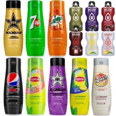 NEU SodaStream Sirup Set 8x440ml Zero Mix Pepsi 7Up Mirinda Lipton