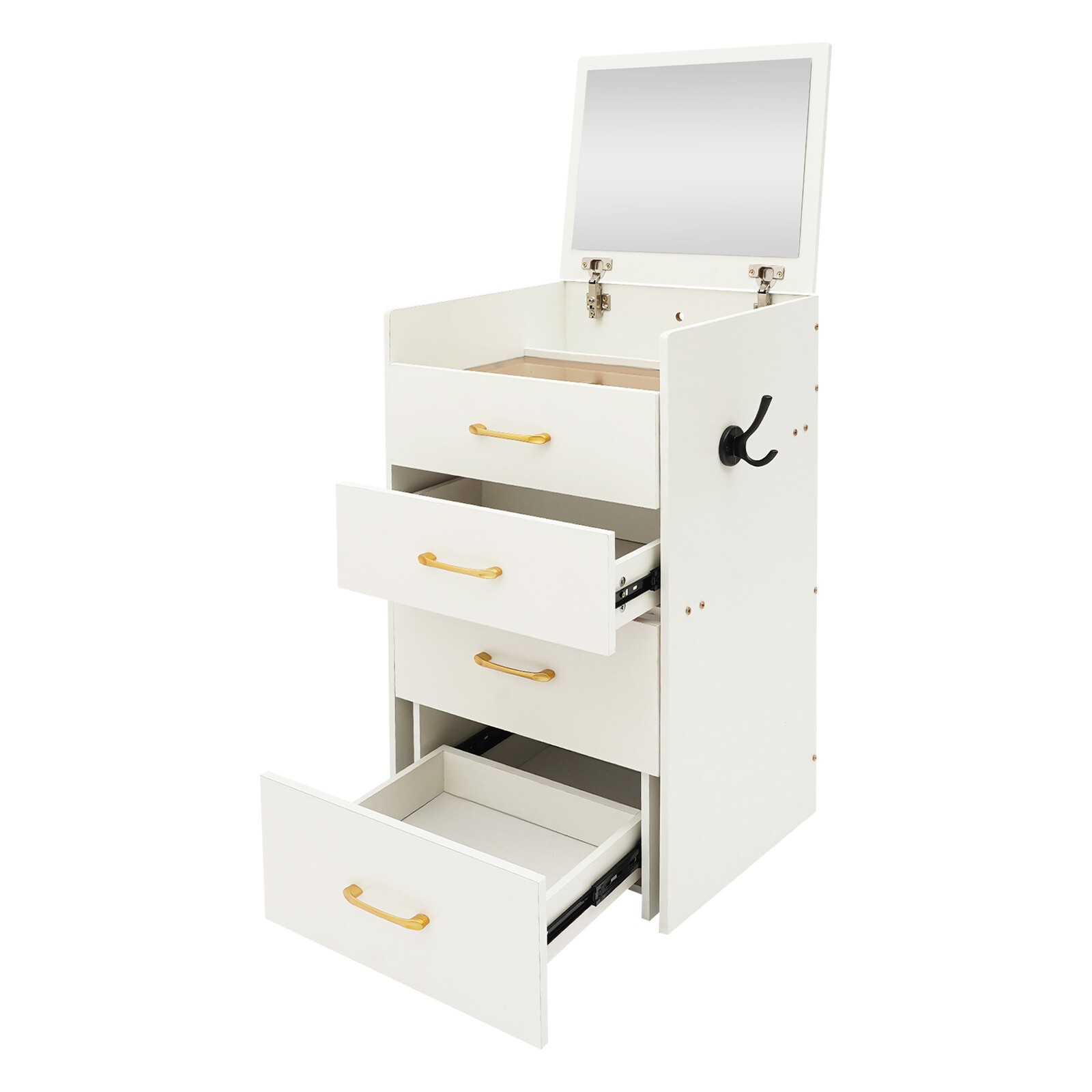 Makeup Desk with Mirror, Compact Dressing Table, Small Make Up Table White