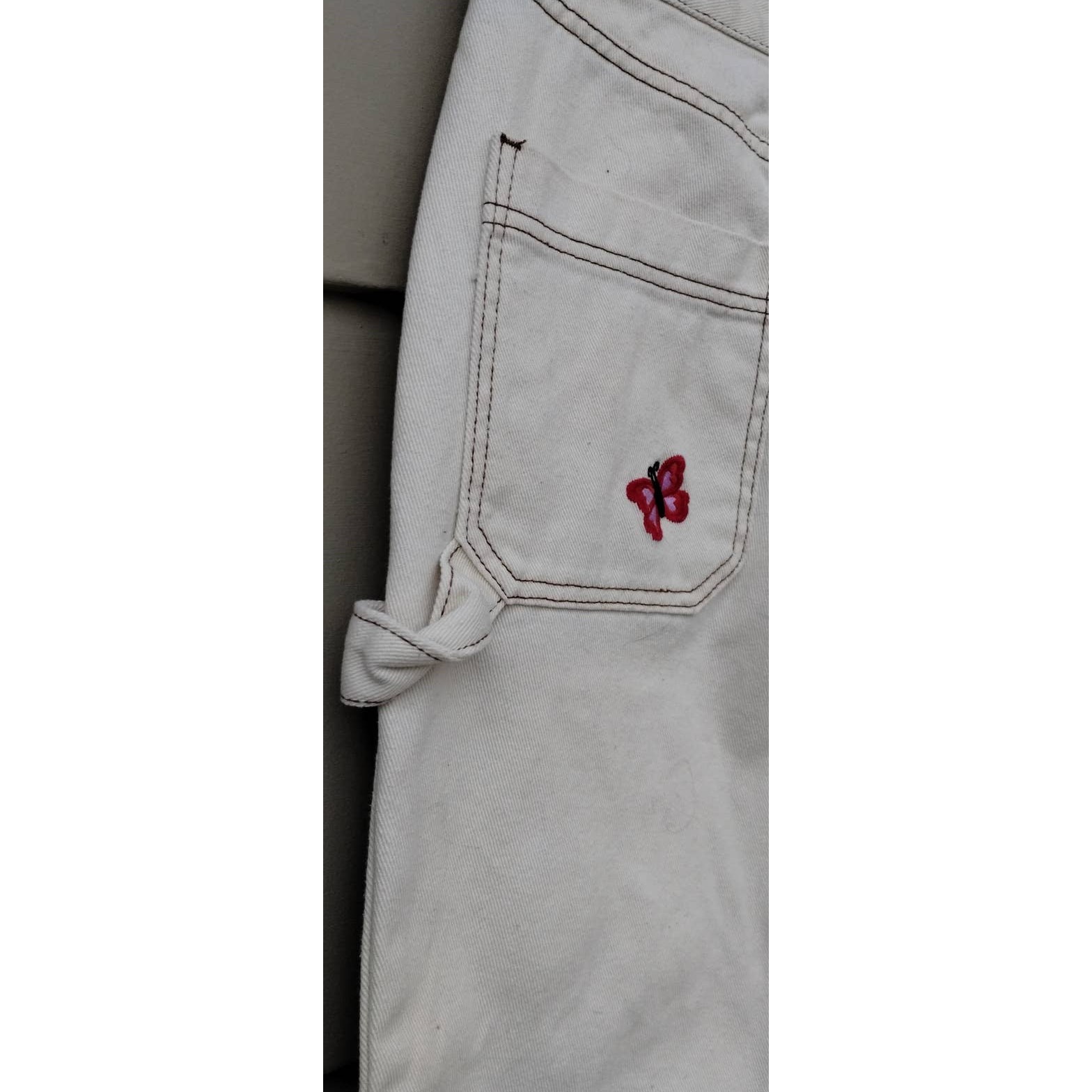 PACSUN Women's High Rise Carpenter Embroidered Off White/Cream Jeans Size 26 (2) thumbnail 13