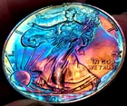 2019 American Silver Eagle $1 Rainbow Toned 1 oz .999 Fine Silver BU RARE