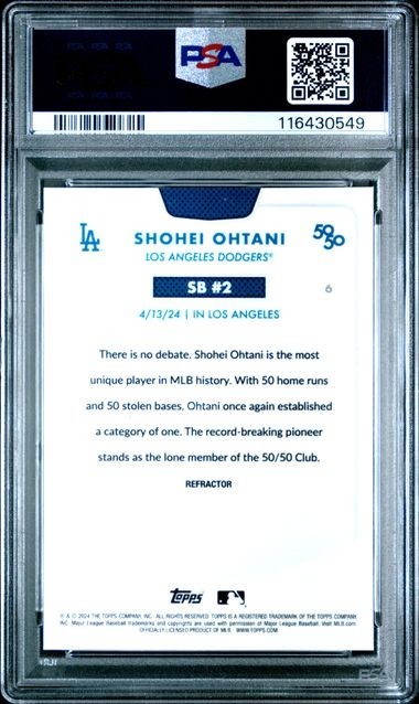 Shohei Ohtani 2024 Topps 50/50 Chrome Refractor #6 Dodgers PSA 9 view 2