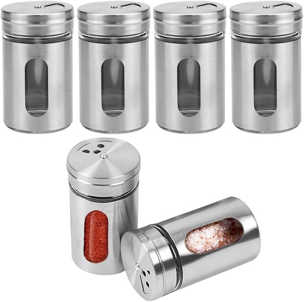 GewüRzbehäLter Set KüChe Aufbewahrung Glas Edelstahl GewüRzdosen 6 StüCk 80Ml-image