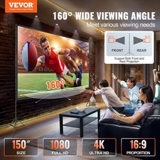 Projector Screen With Stand, 150 Inch 16 9 4K 1080 HD Outdoor Movie Screen With
