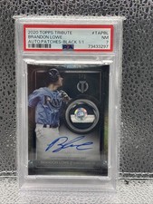 2020 Topps Tribute Brandon Lowe  PATCH AUTO Black 1/1 SSP RAYS MLB SP Certified