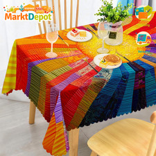Tischdecke Rechteckig Wetterfest Abwaschbar Polyester 140x200 cm f&uuml;r 4-6