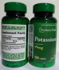 Puritan's Pride Potassium 99 mg - 100 Caplets Pack of 2 