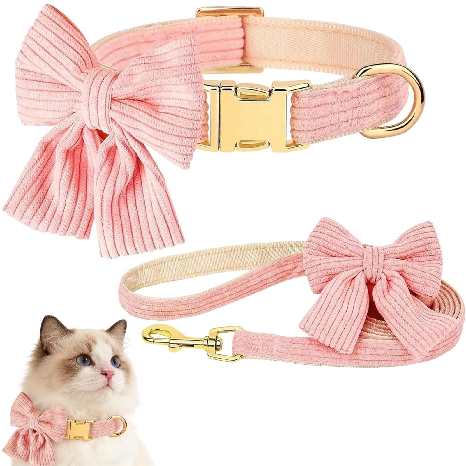 Collier et laisse pour chien et chiot réglable en tissu doux lavable