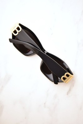 Balenciaga BB0311SK 001 Sunglasses Women's Black/Gold/Grey Cat Eye