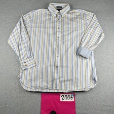 Tommy Hilfiger Shirt Large COlorful Striped 80's 2Ply Button Up Long Sleeve Mens
