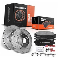 Front Drilled and Slotted Disc Brake Rotors Ceramic Pads Kit Compatible