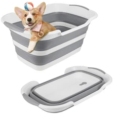 ddLUCK Multi-Functional Collapsible Dog Bathtub with Drainage Hole, Portable ...
