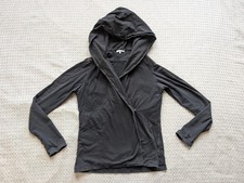 James Perse Hoodie Womens Size 2 Black Wrap Lightweight Cotton Made USA