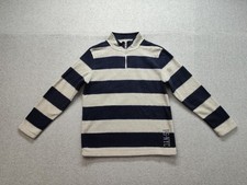 PS From Aeropostale Sweater Boys 14 Navy Cream Stripe Fleece Quarter Zip Mock