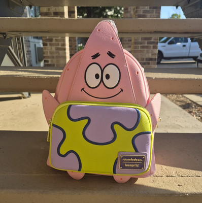 Loungefly Patrick Star Mini Backpack Faux Leather Colorblock Zip Adjustable
