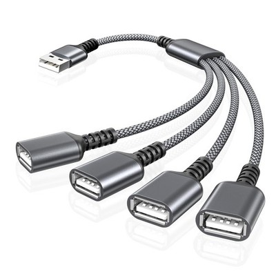 4-Port USB Splitter Y Kabel, 0.3m Ladeadapter für Mac, Auto, Xbox, PS