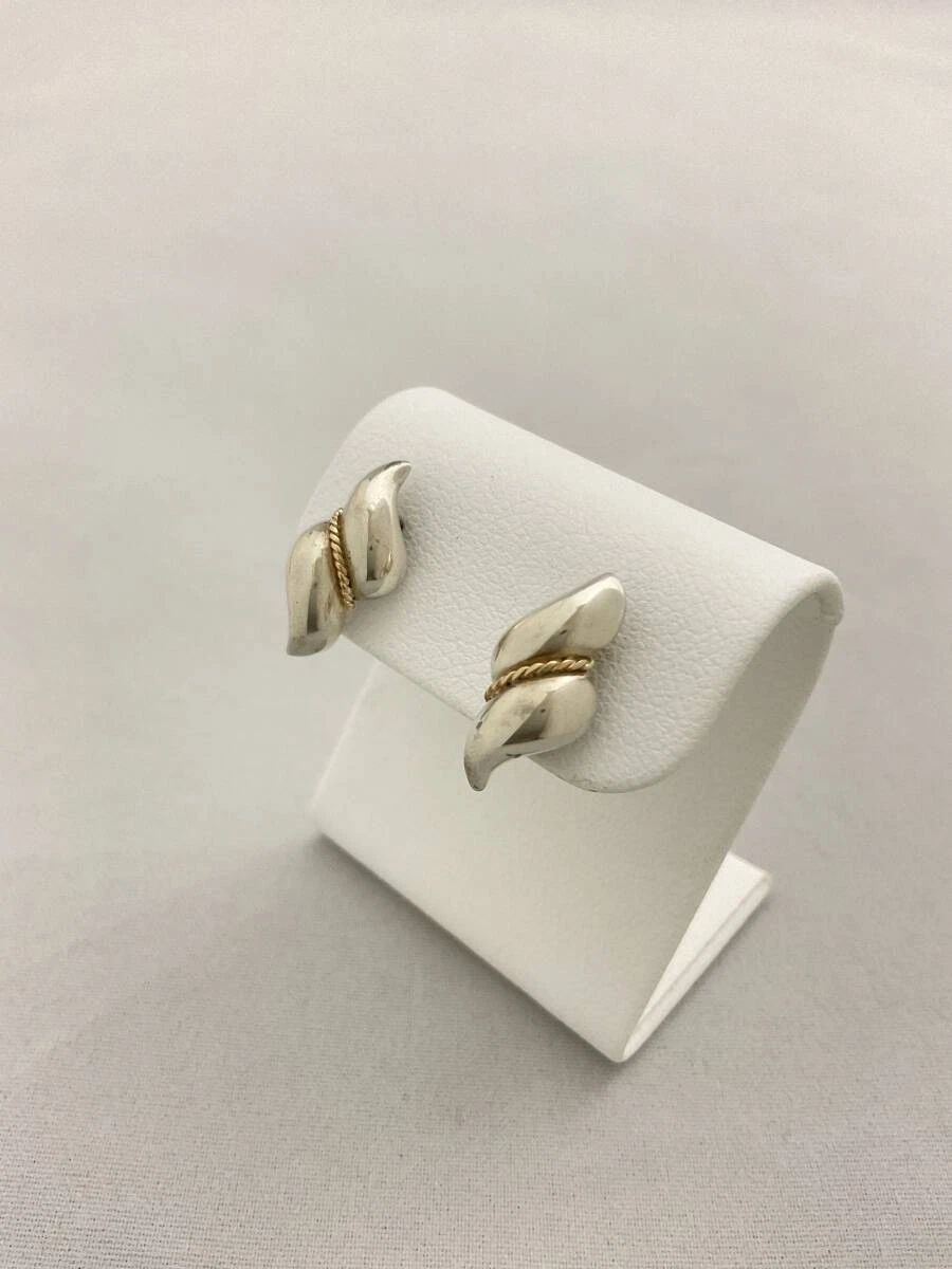 Authentische Tiffany Co Twist Kombi Ohrringe Silber 925 14K Gold durchbohrt V...