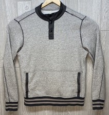 Lululemon Mens 1/4 Button Up Gray Pullover Long Sleeve Sweater Pockets SZ Large